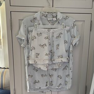 Charming Light Blue Corgi dog 🐶 Pattern Pajama Set